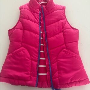 Very soft and warm Pink Puffer Vest with Blueish purple Zipper